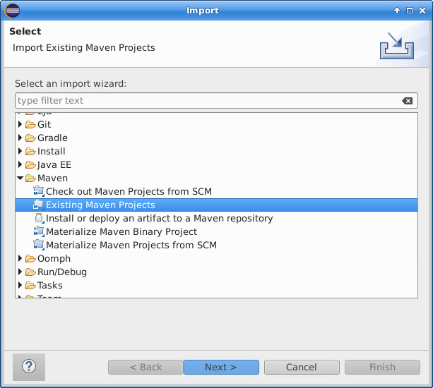 Import existing Maven project